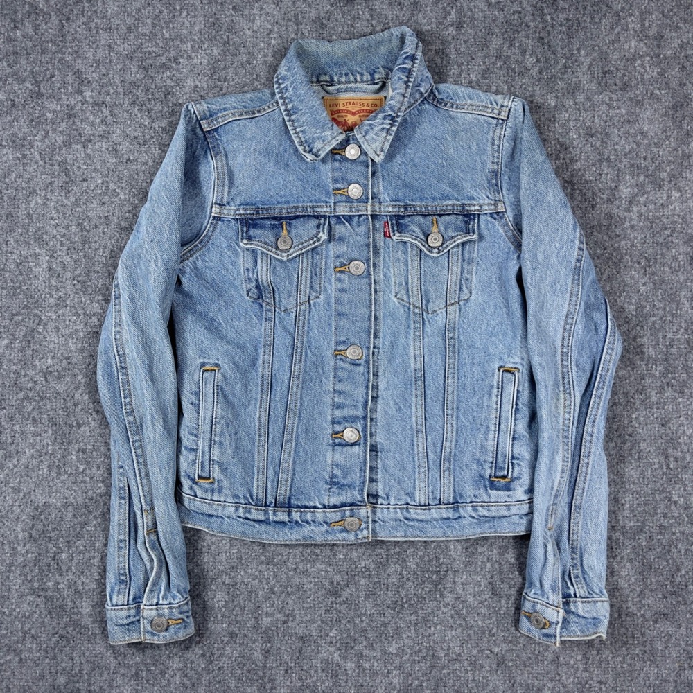 Levi's Denim Jacket Womens XS Light Blue Trucker Classic Cotton Button Up‎